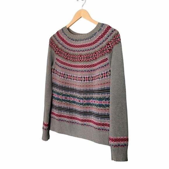 Vintage Chaps Fair Isle Nordic Sweater Cotton Blend Pink Sage Multi Size Medium - Picture 6 of 12